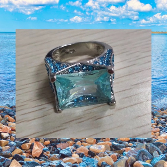 Aquamarine Art Deco Silver Ring - Picture 3 of 6